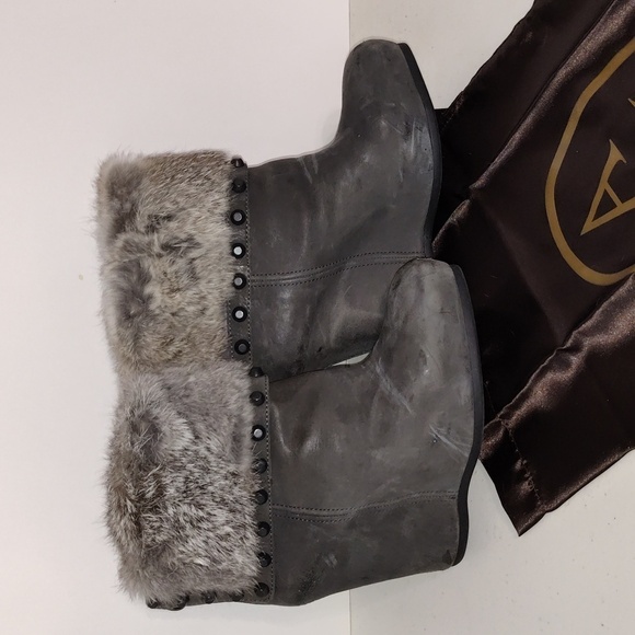 Rare ASH Rabbit top w/hammer nail accents sz European 37  Wedge booties - Picture 11 of 12